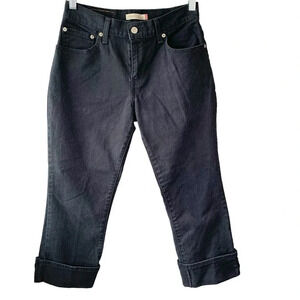 Levi's 550 Y2K Relaxed Bootcut Cropped Cuffed Black Denim Jeans Size 6S Stretch